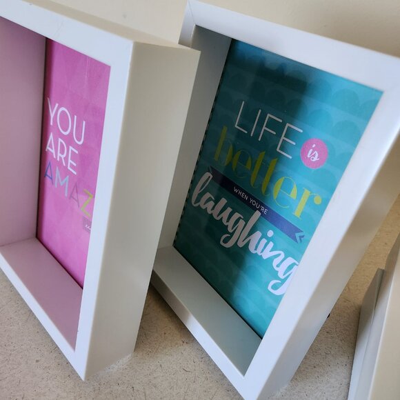 White Rectangle Square Frames with Ledge - Set of 4 - Picture 6 of 10